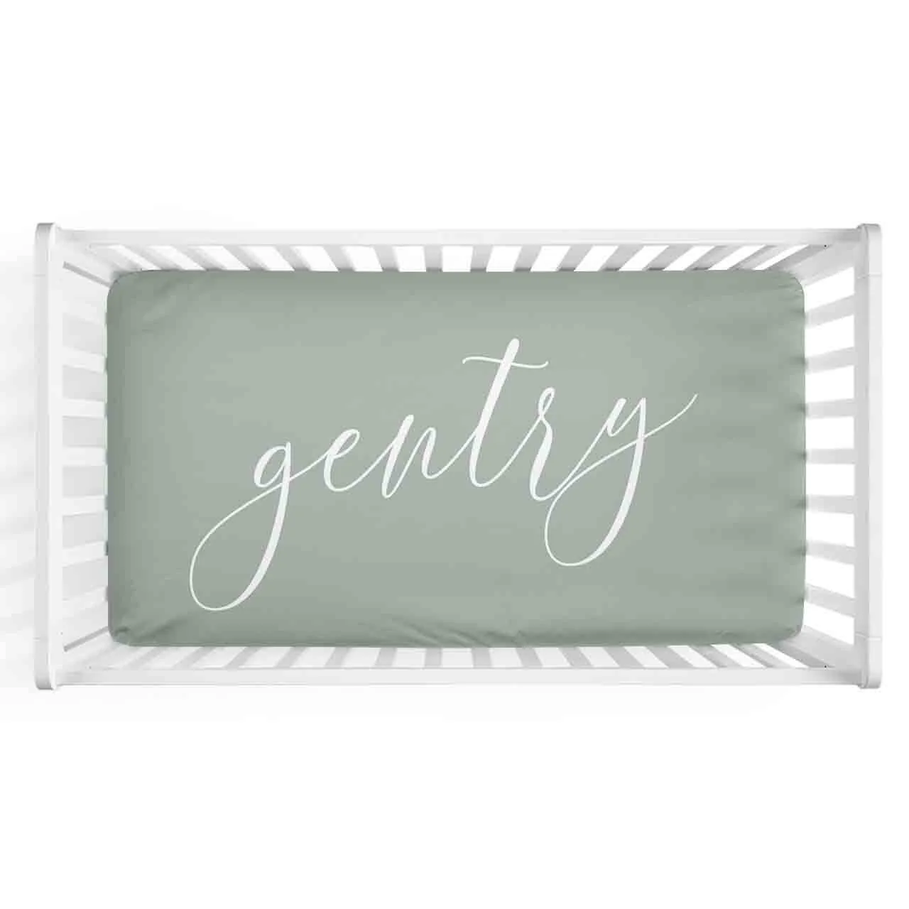 Color Story | Moss Personalized Crib Sheet - Image 4