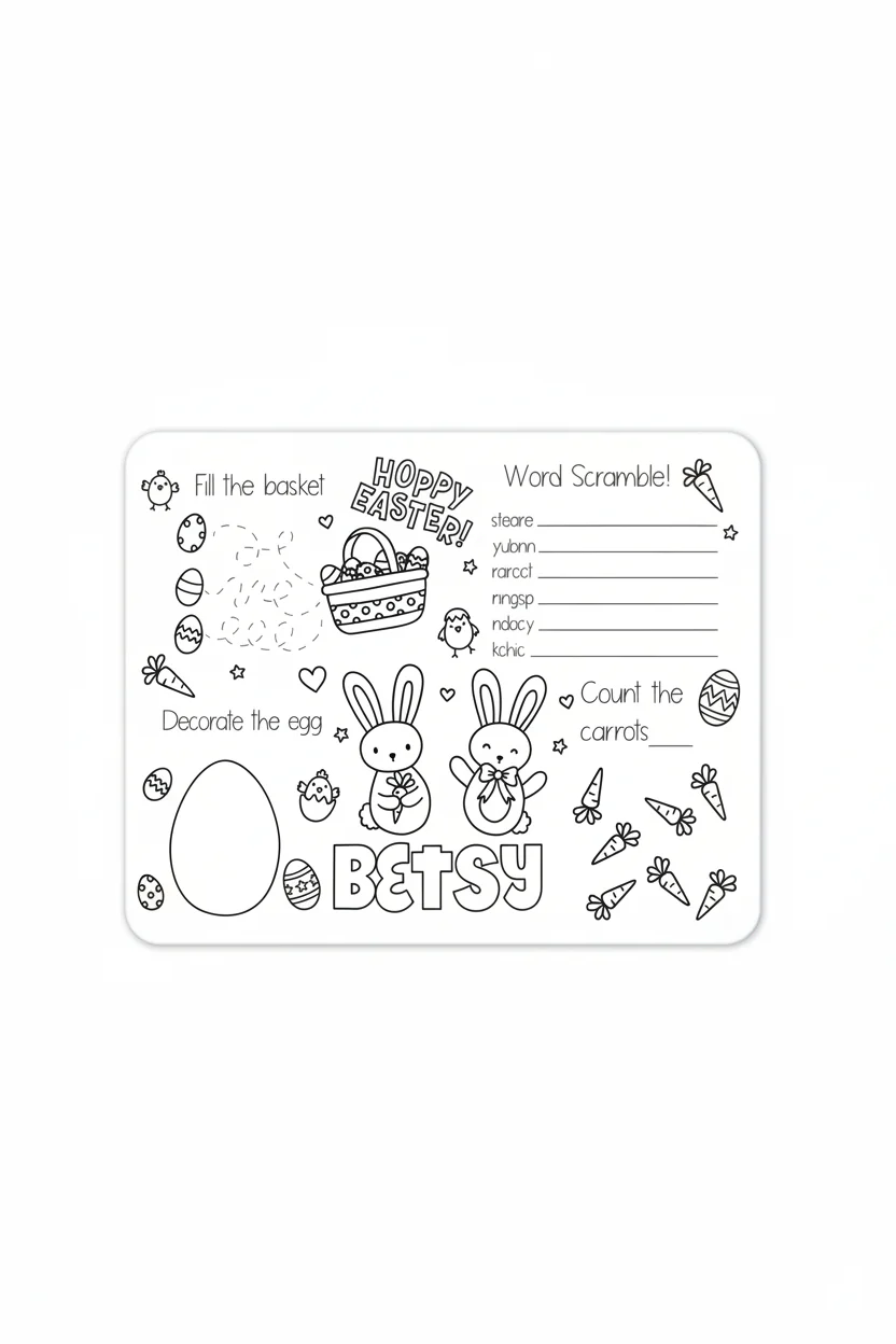 Colorable Kids Personalized Whiteboard | Hoppy Easter
