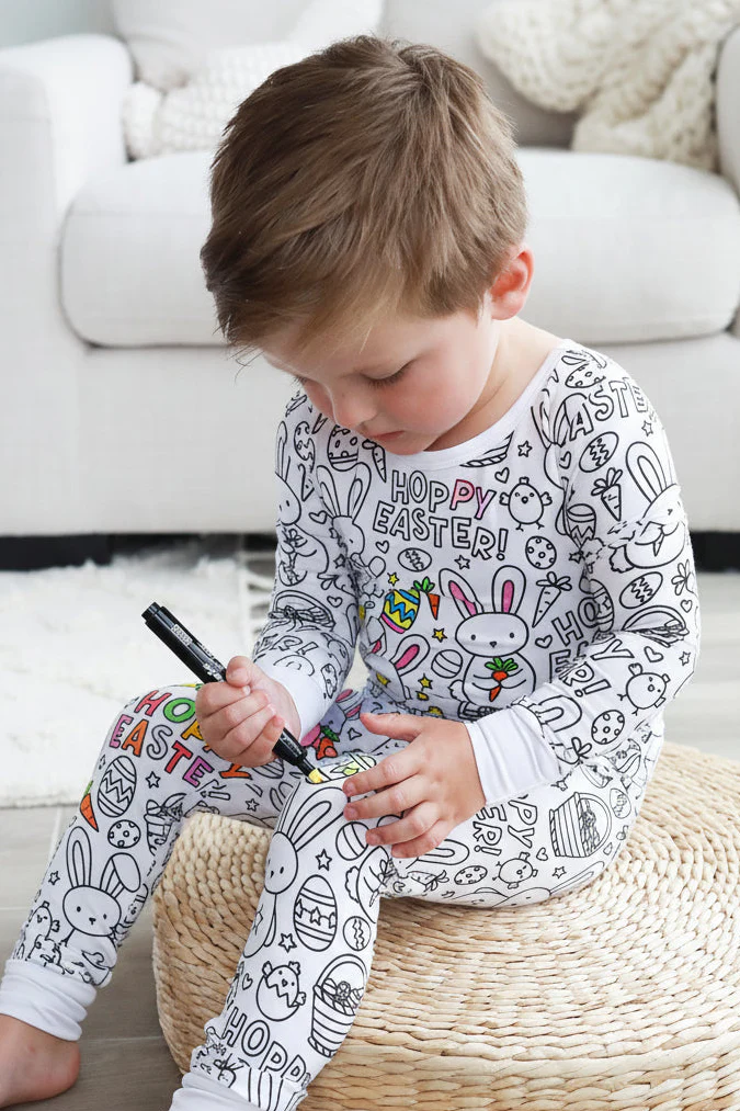 Colorable Two Piece Pajama Set | Hoppy Easter