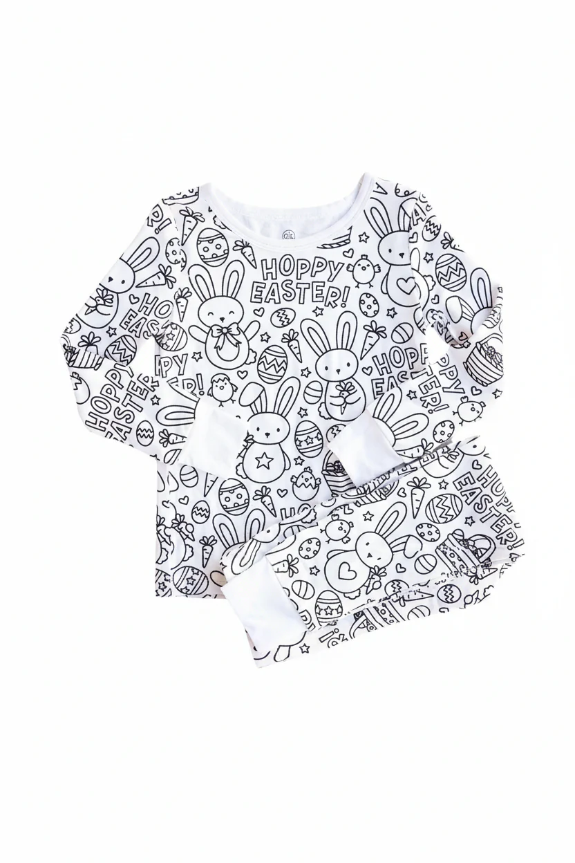 Colorable Two Piece Pajama Set | Hoppy Easter - Image 2