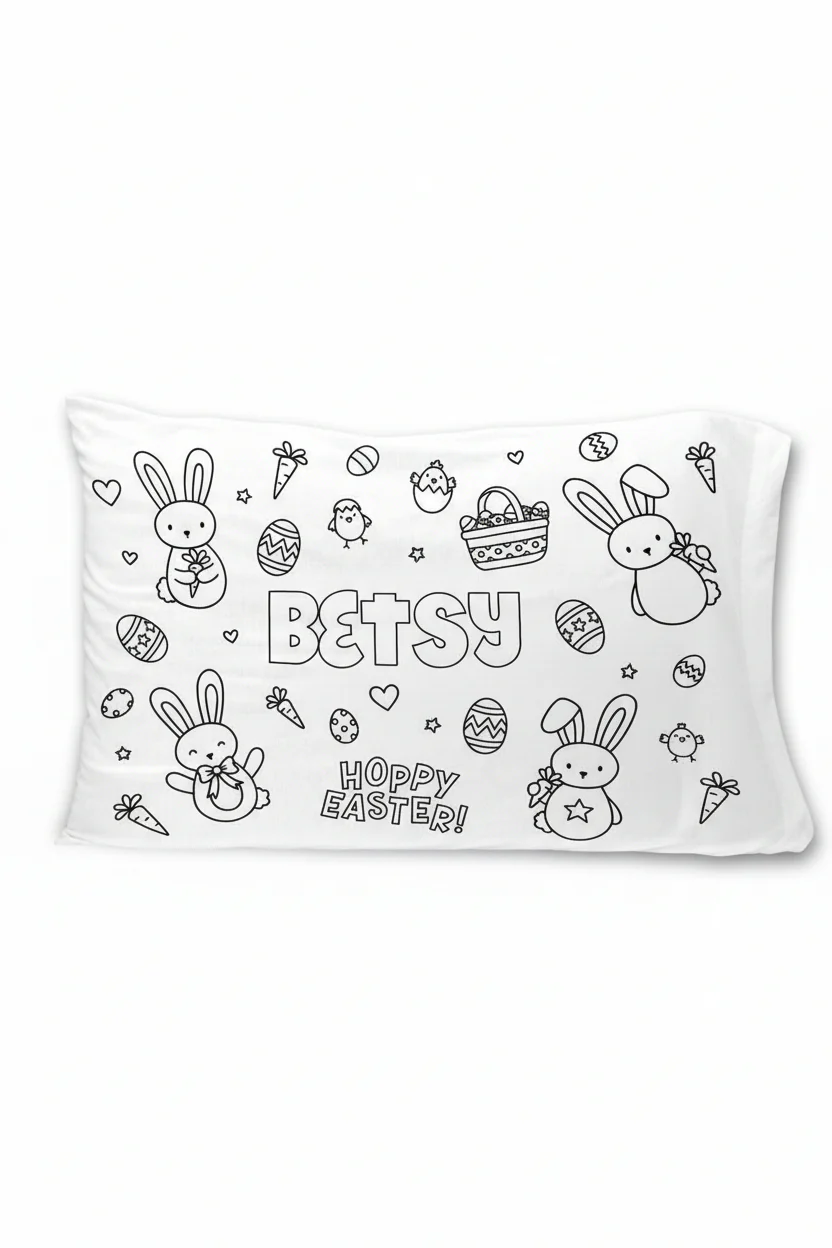 Colorable Personalized Pillow Case | Hoppy Easter
