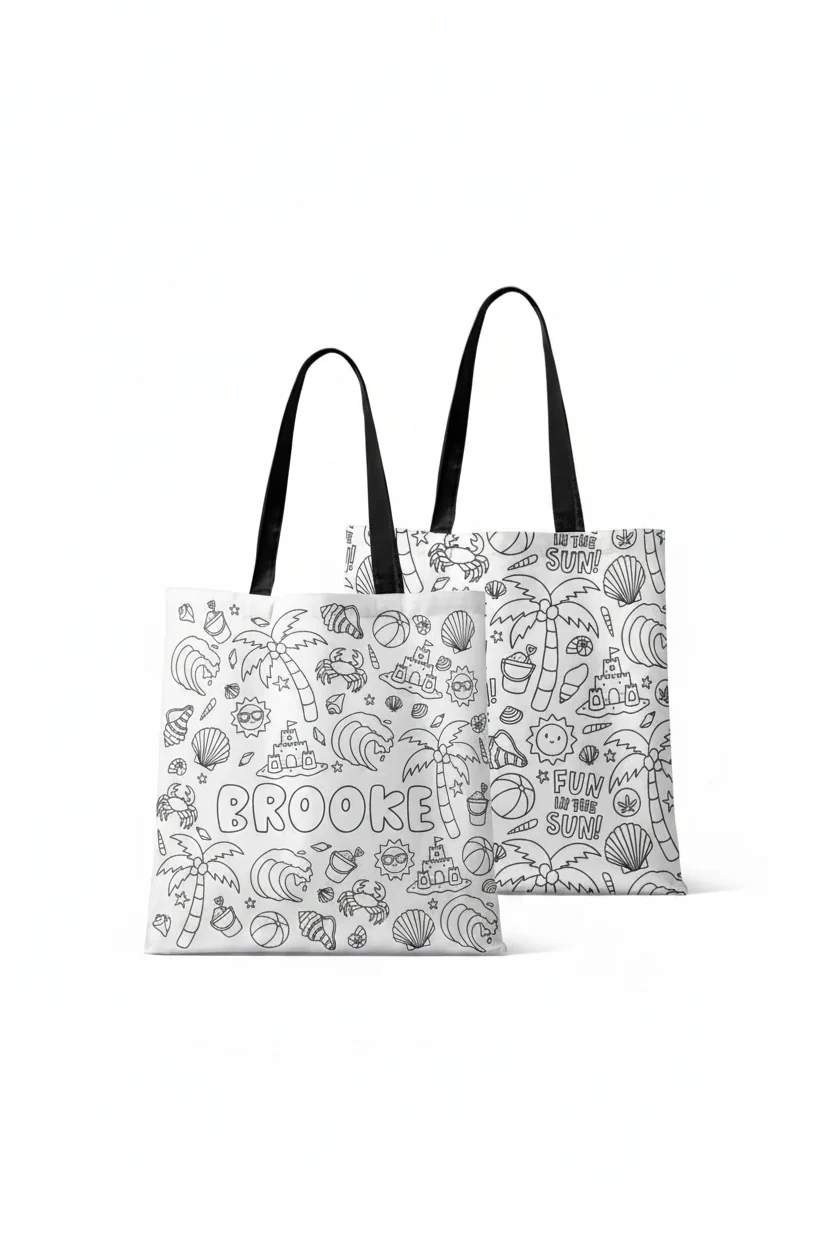 Colorable Personalized Tote Bags | Beach Bash