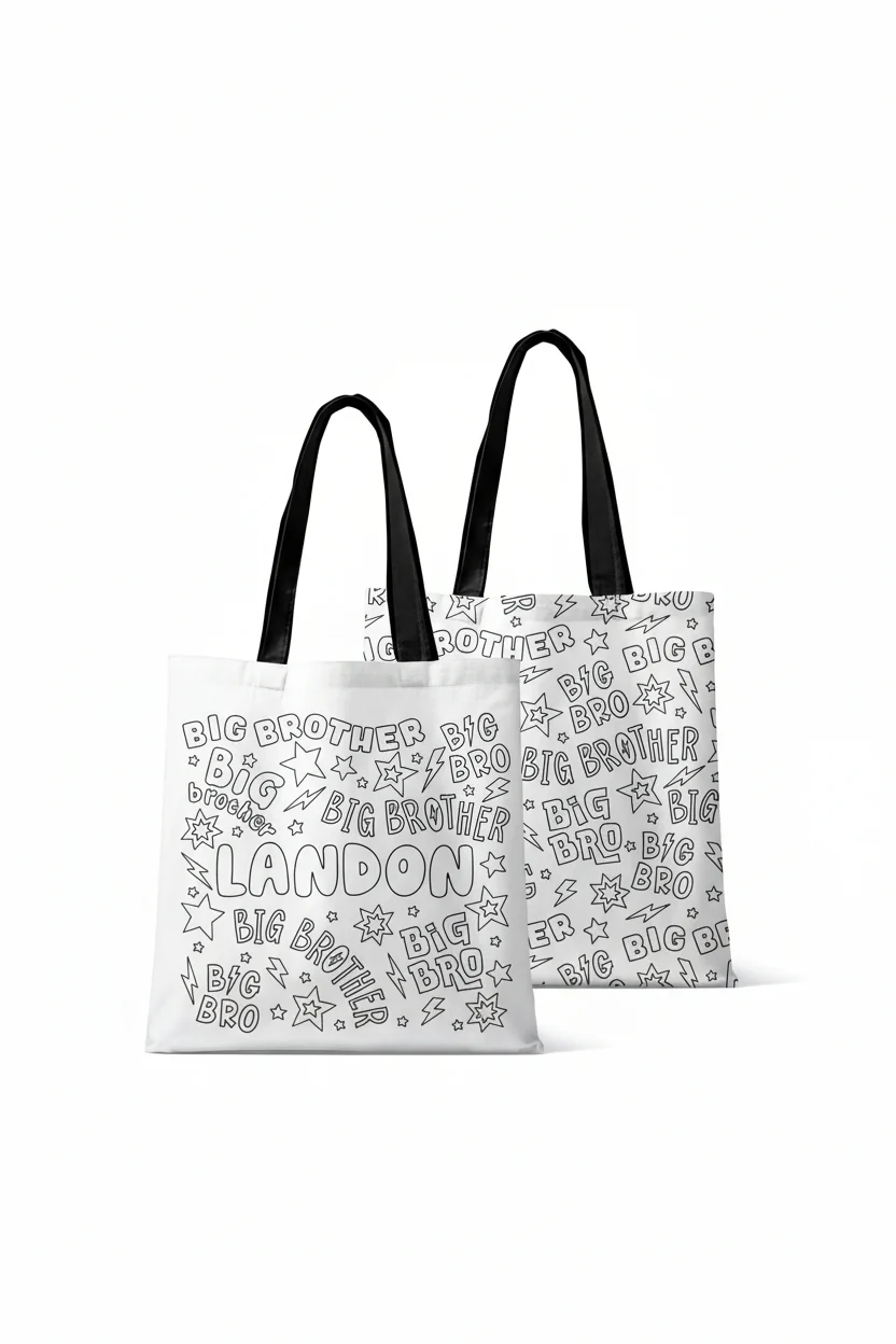 Colorable Personalized Tote Bags | Big Bro