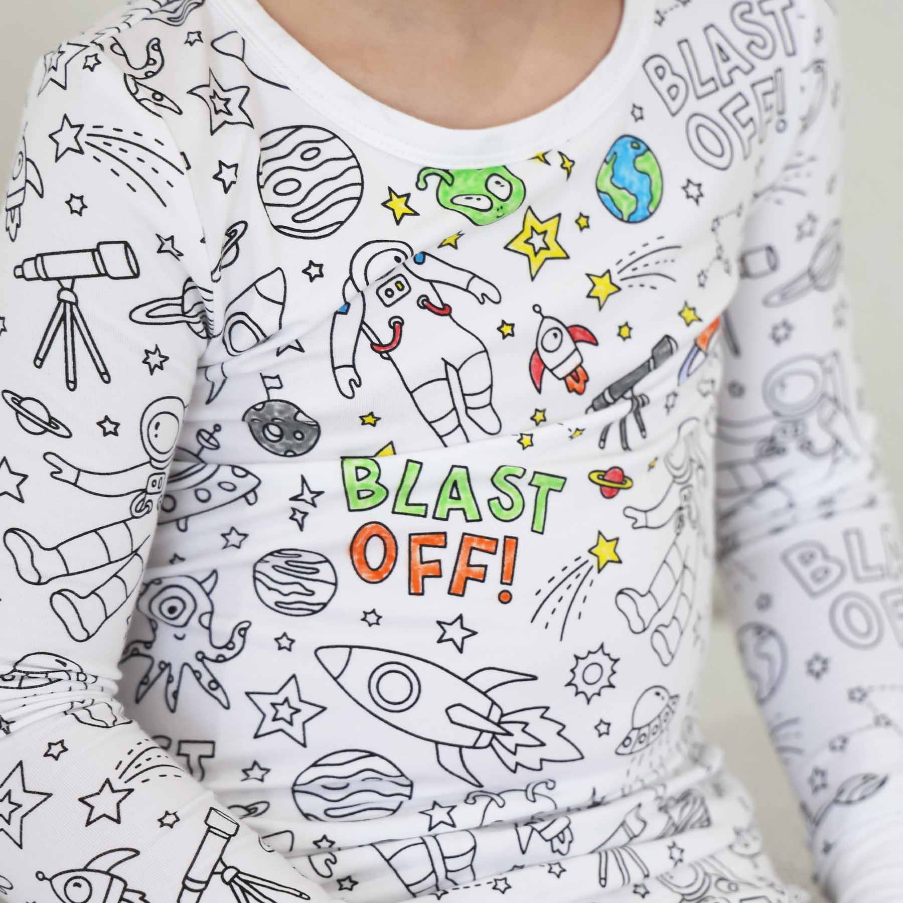 Colorable Two Piece Pajama Set | Blast Off - Image 3