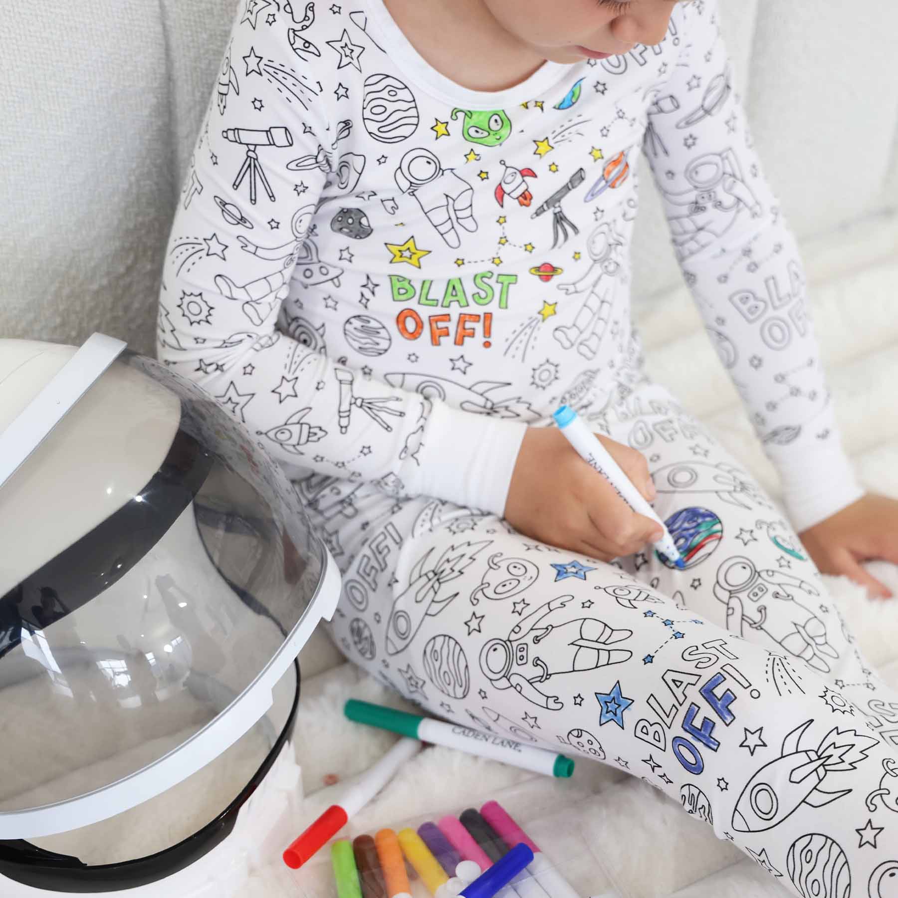 Colorable Two Piece Pajama Set | Blast Off - Image 7