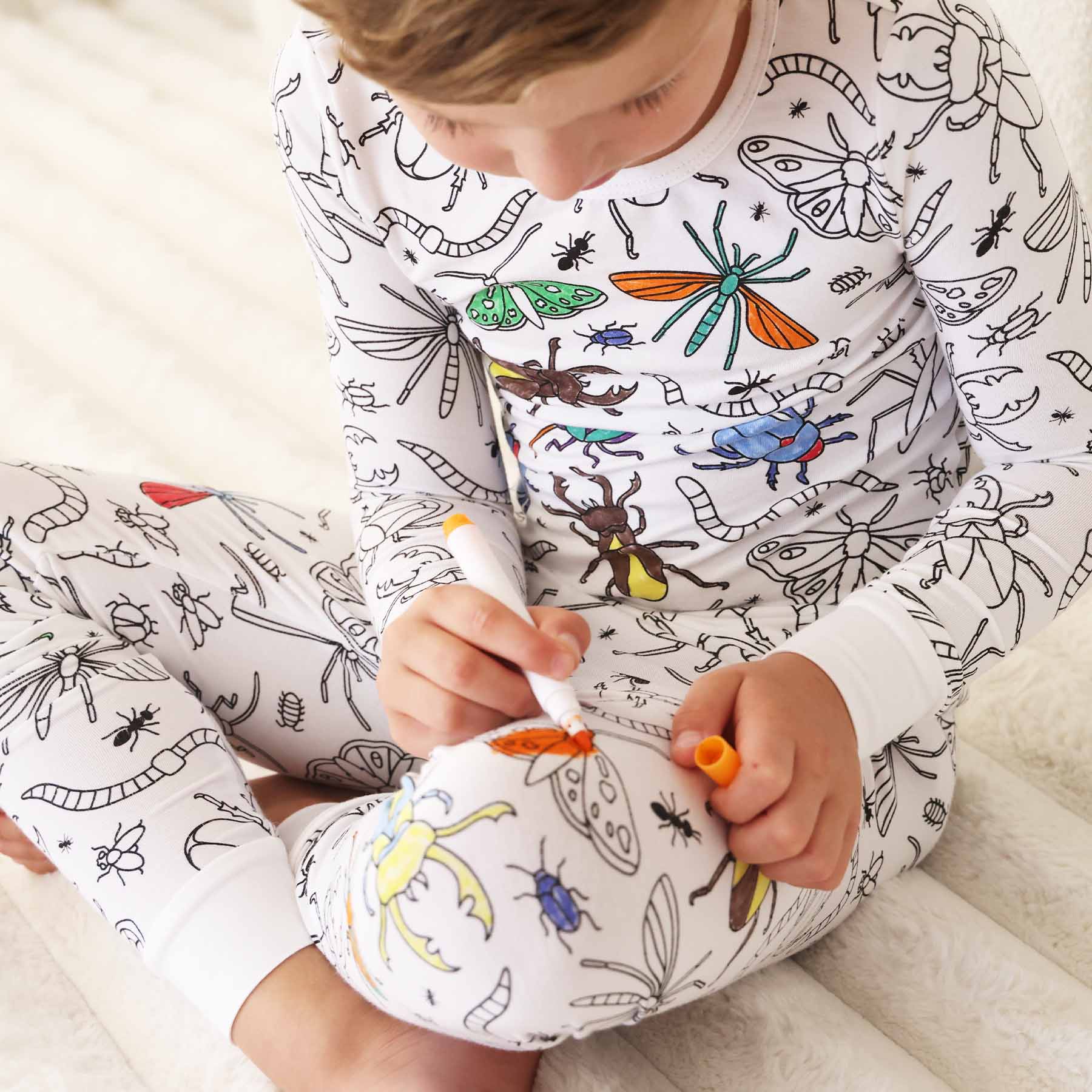 Colorable Two Piece Pajama Set | Doodle Bugs - Image 5