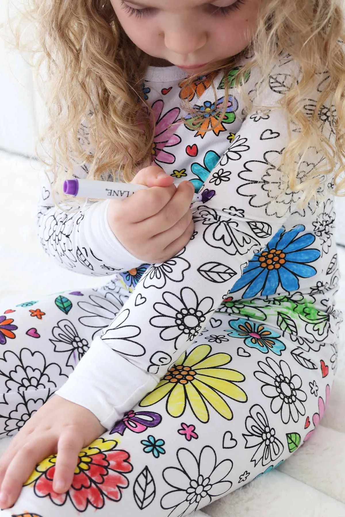 Colorable Two Piece Pajama Set | Floral Flutter - Image 5