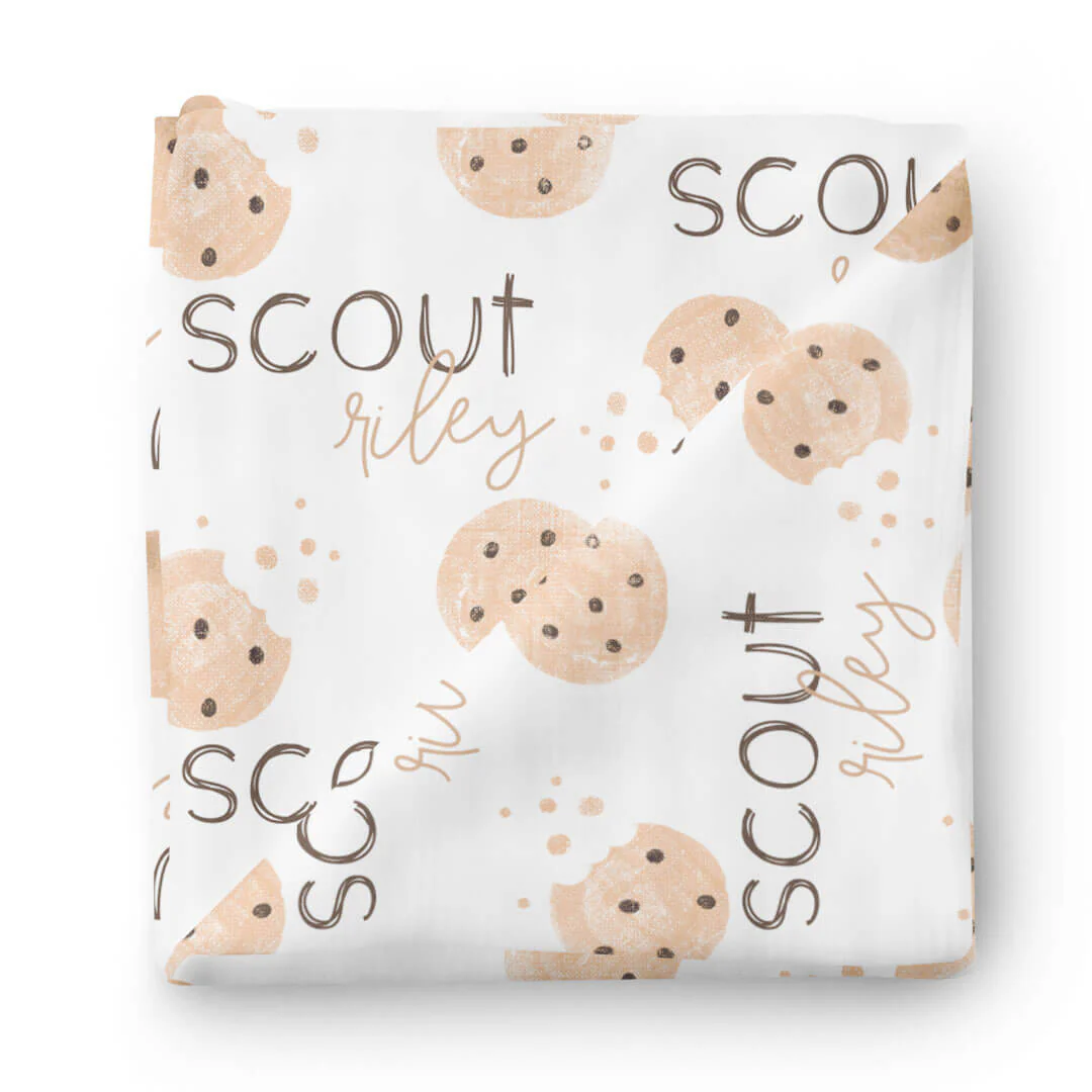 Cookie Crumble Personalized Baby Name Swaddle Blanket - Image 2