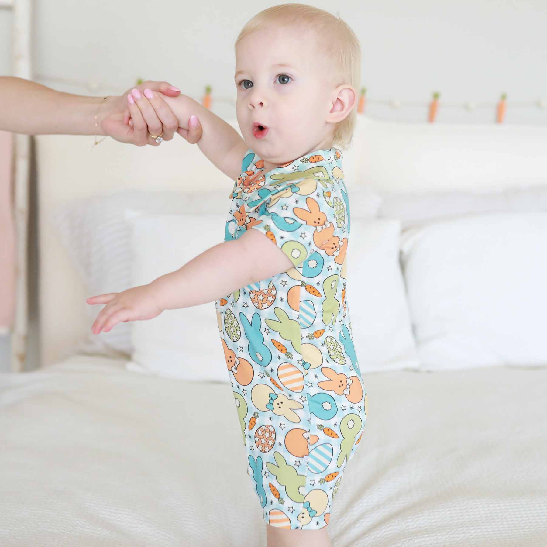 Cottontail Cuties Button Romper | Blue - Image 9
