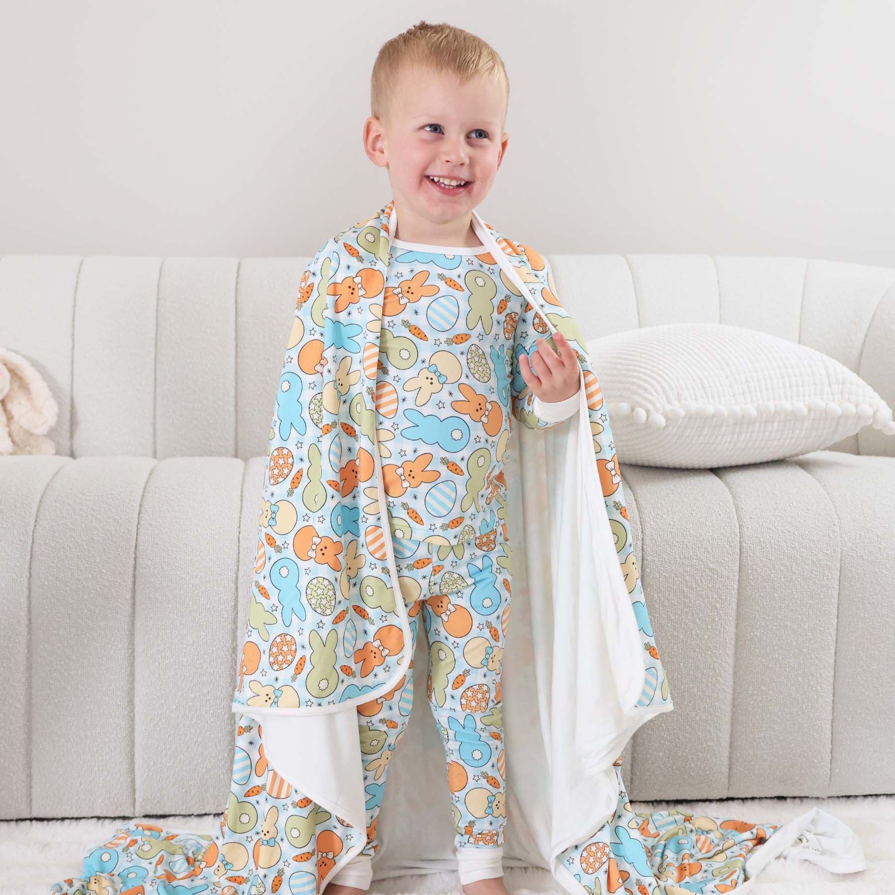 Cottontail Cuties Double Sided Bamboo Blanket | Blue - Image 2