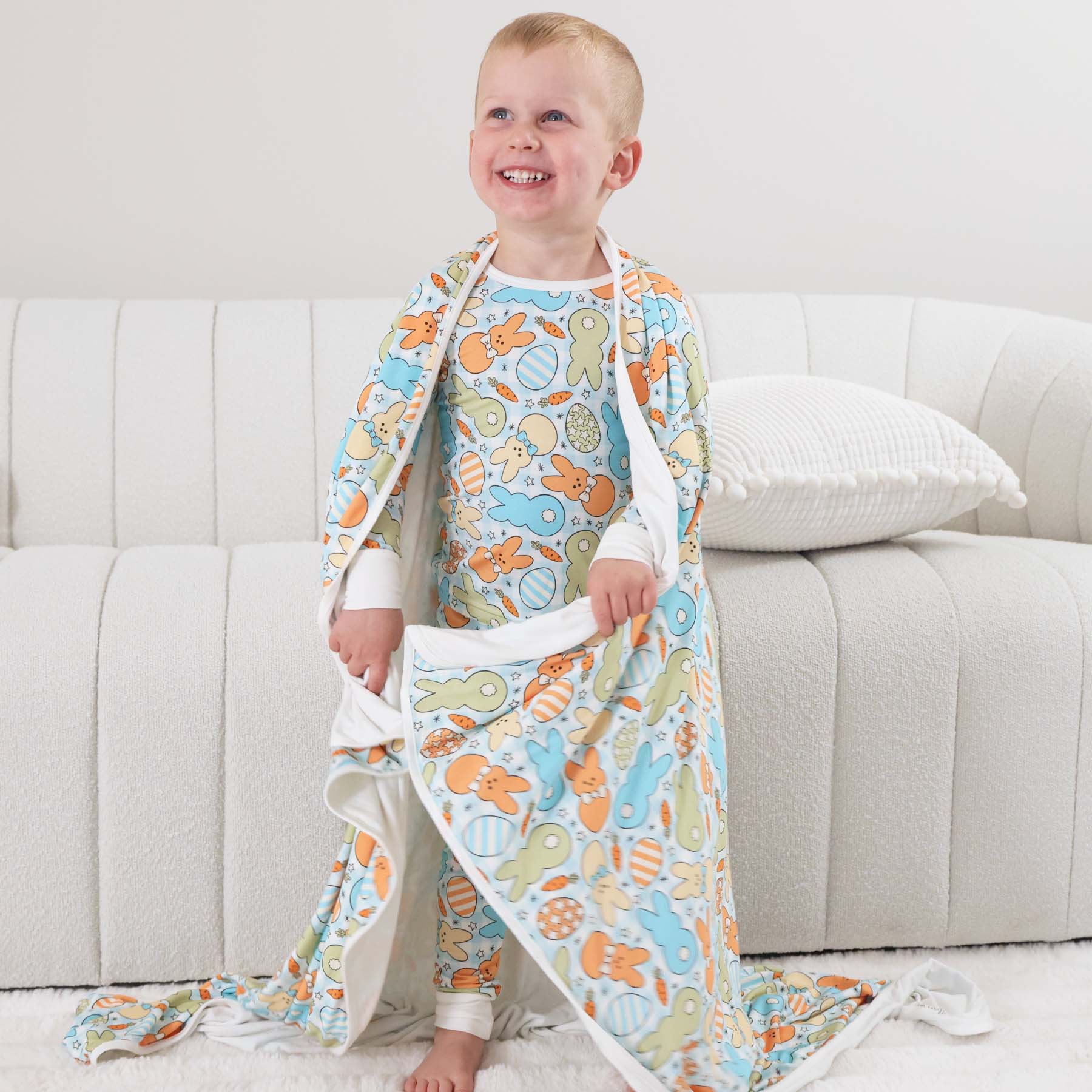 Cottontail Cuties Double Sided Bamboo Blanket | Blue - Image 5