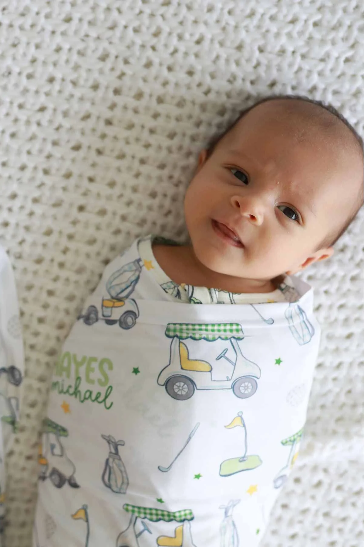 Country Club Cuties Personalized Swaddle Blanket | Blue - Image 3