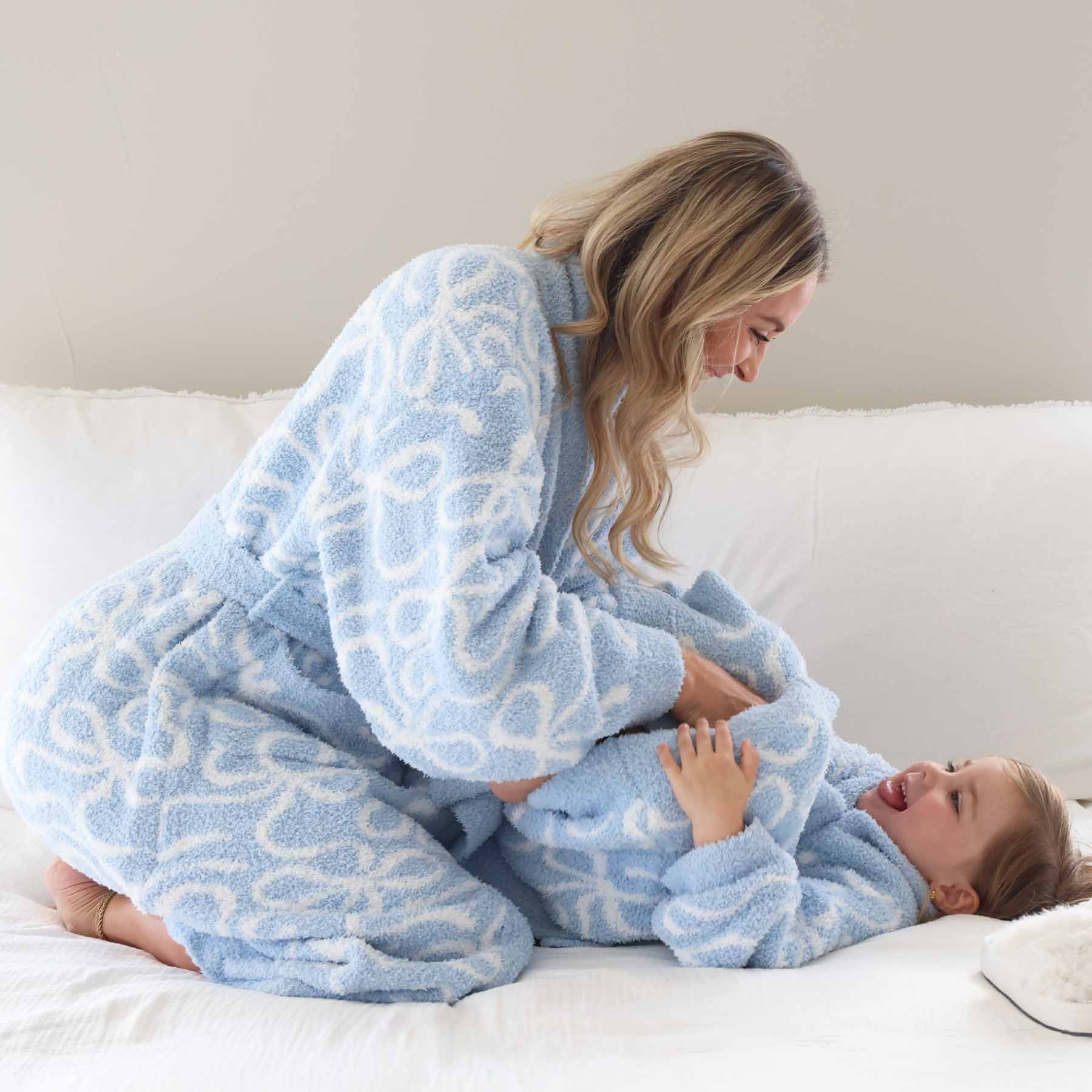 CuddleLane™ Adult Robe | Blue-tiful Bows - Image 3