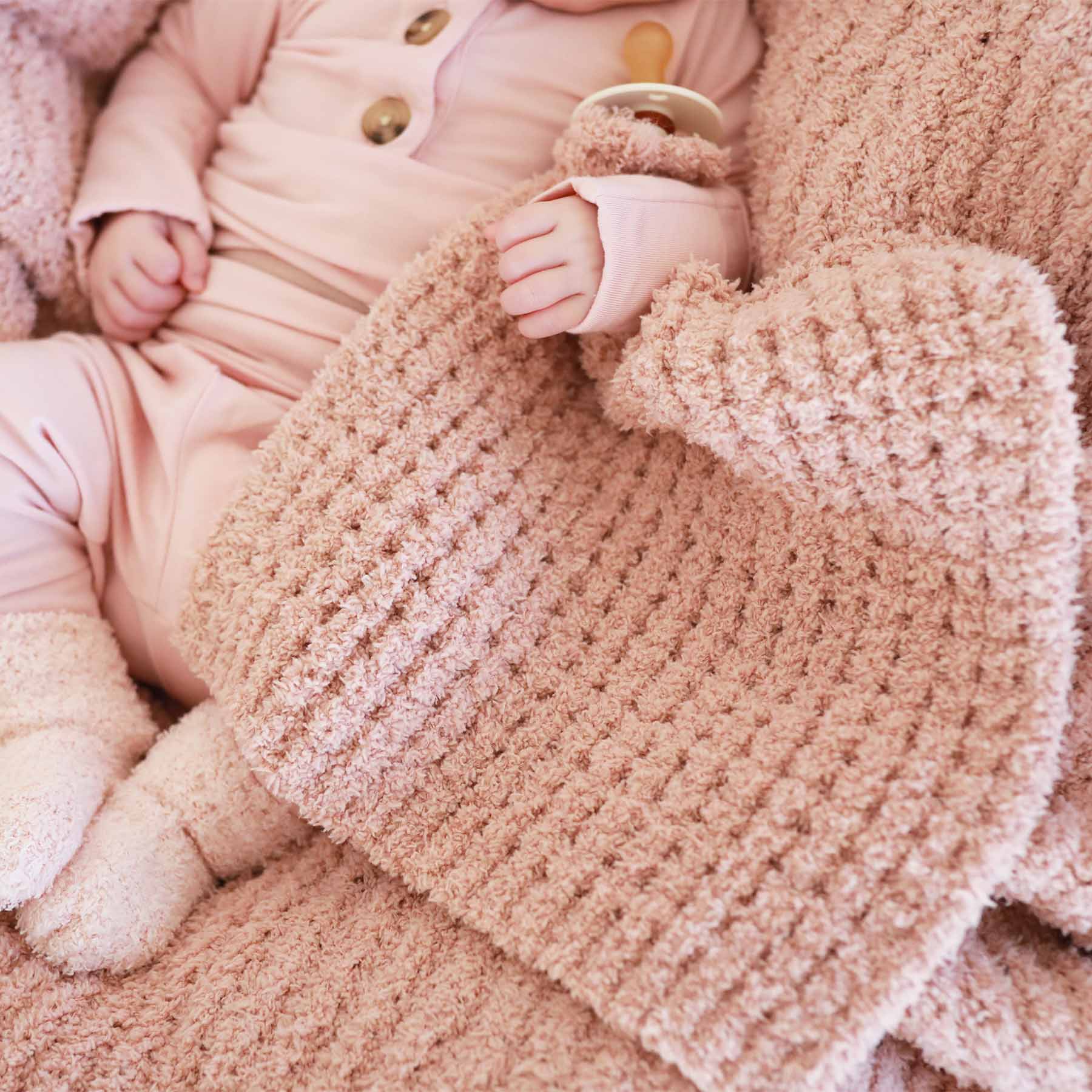 CuddleLane™ Luxe Waffle Lovey | Wild Rose - Image 3