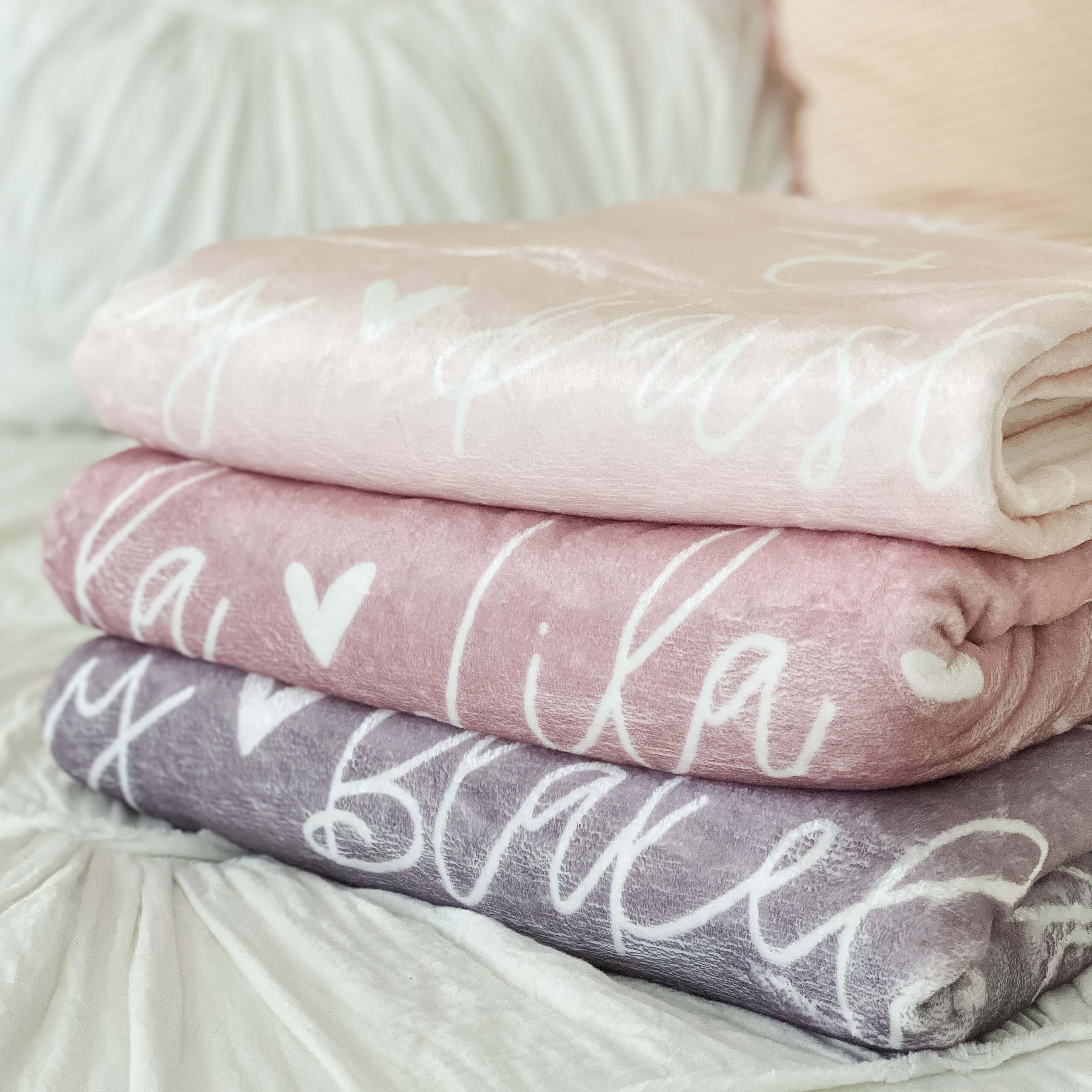 Custom Solid Color w/ Hearts Personalized Blanket - Image 4