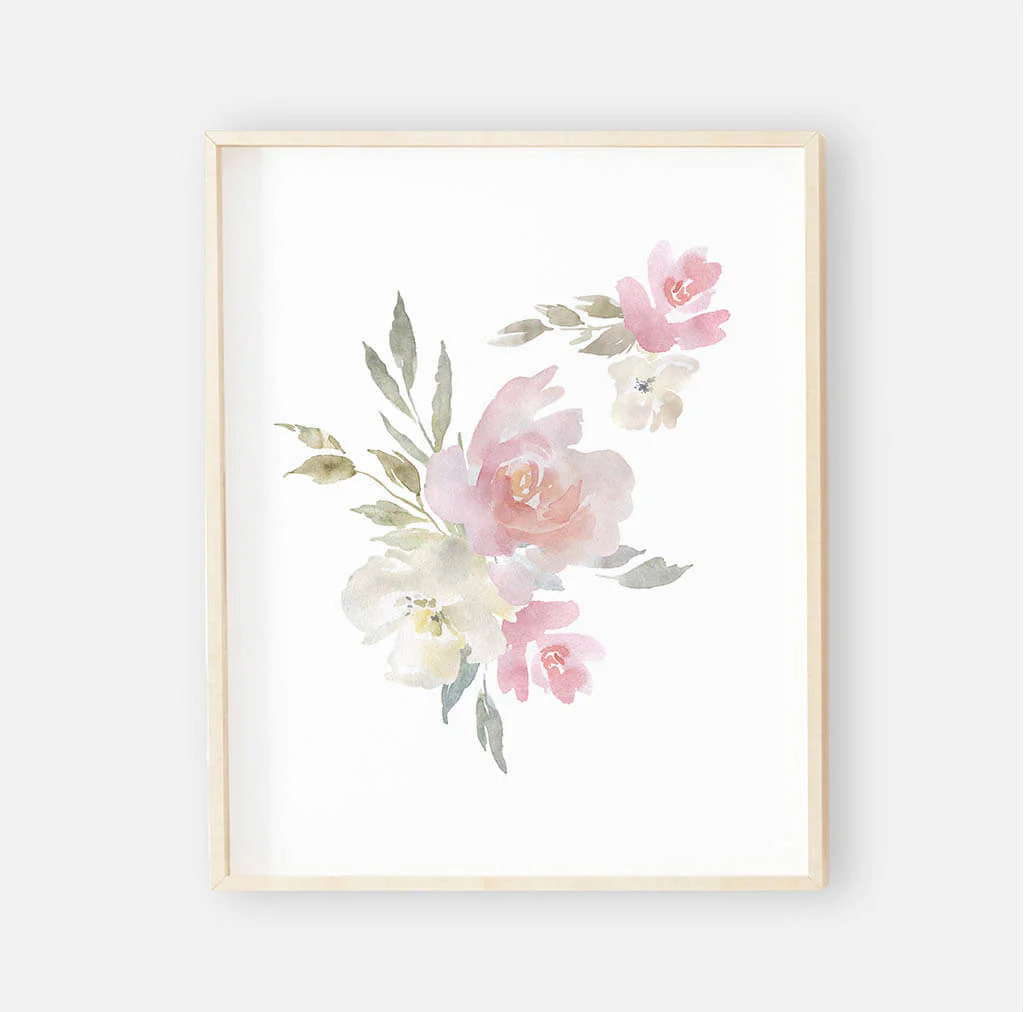 Delaney Dusty Blush Floral Bundled Digital Nursery Art - Image 3