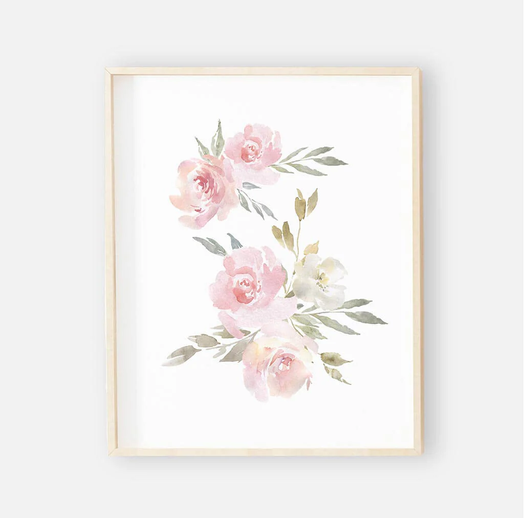 Delaney Dusty Blush Floral Bundled Digital Nursery Art - Image 4
