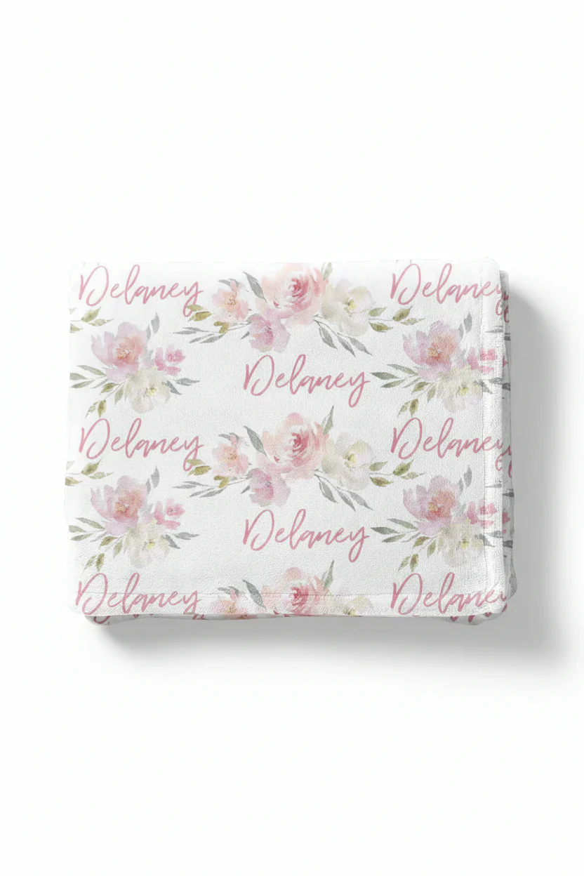 Delaney Dusty Blush Floral Personalized Toddler Blanket