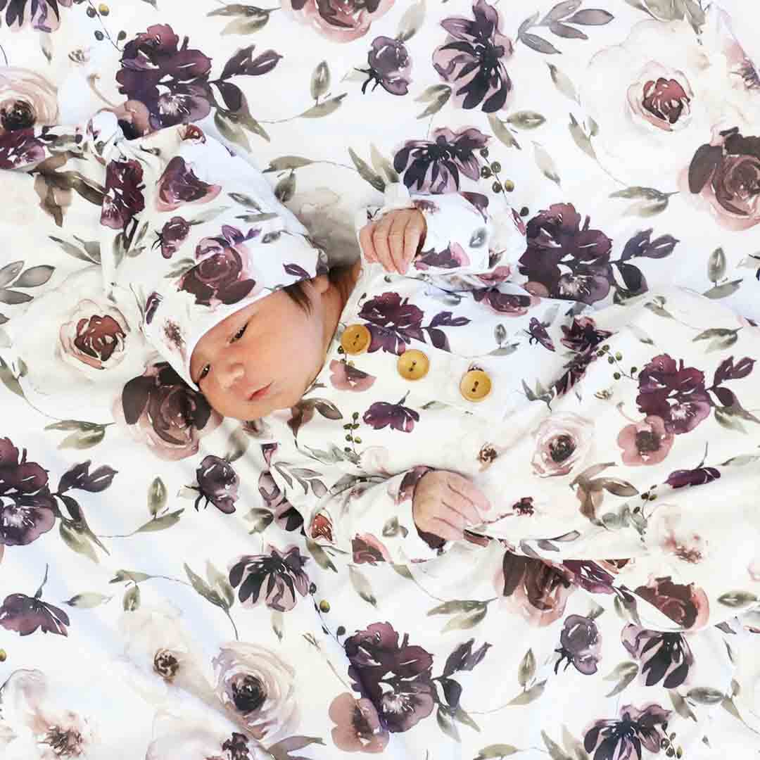 Demi's Dusty Purple Floral Oversized Swaddle Blanket - Image 2