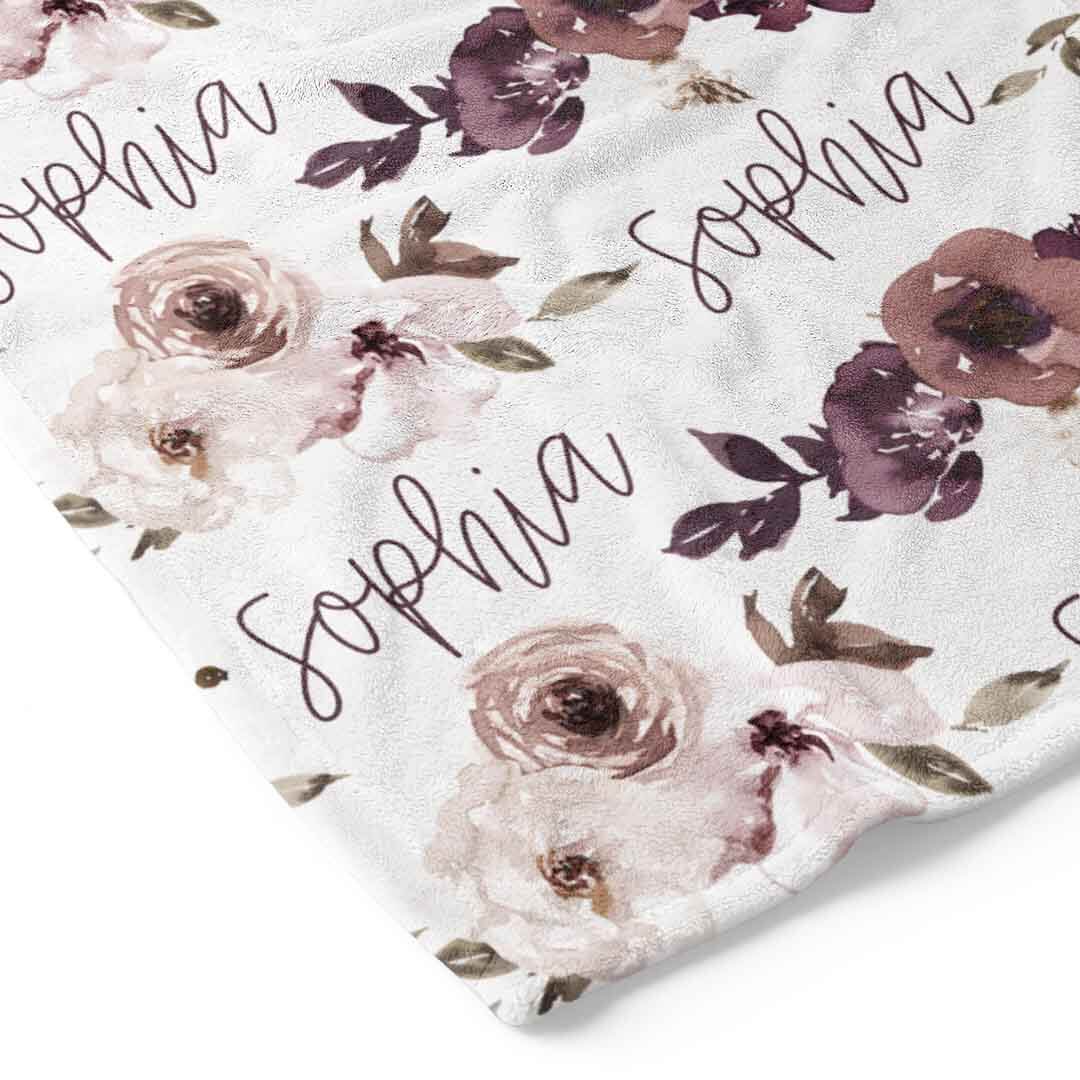 Demi's Dusty Purple Floral Personalized Toddler Blanket - Image 2