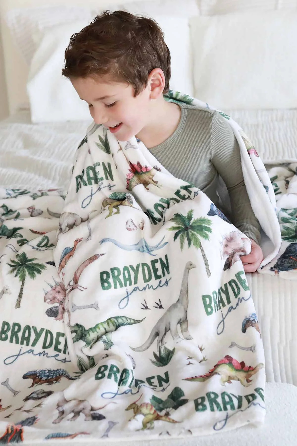 Dino Tracks Personalized Kids Blanket