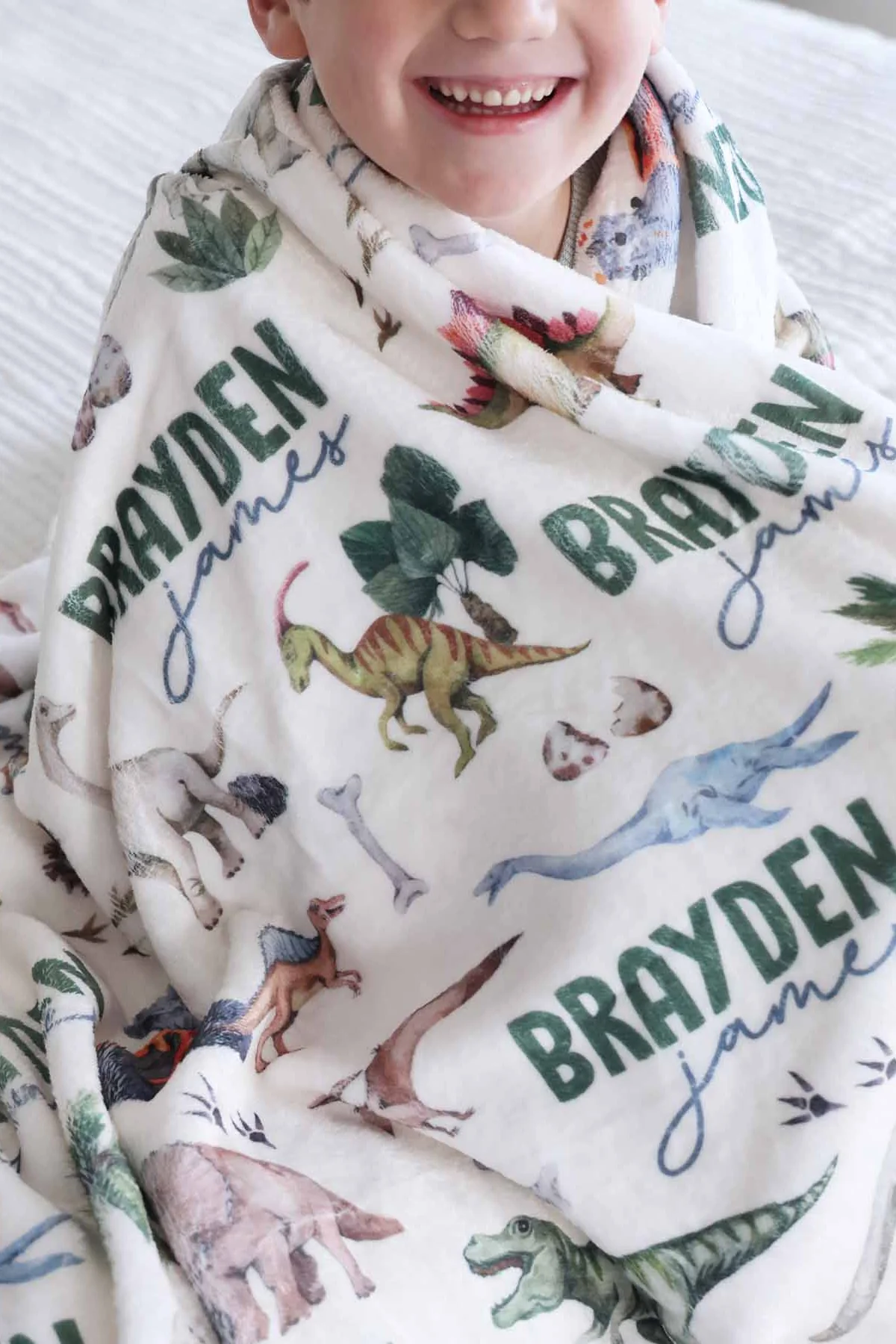 Dino Tracks Personalized Kids Blanket - Image 3