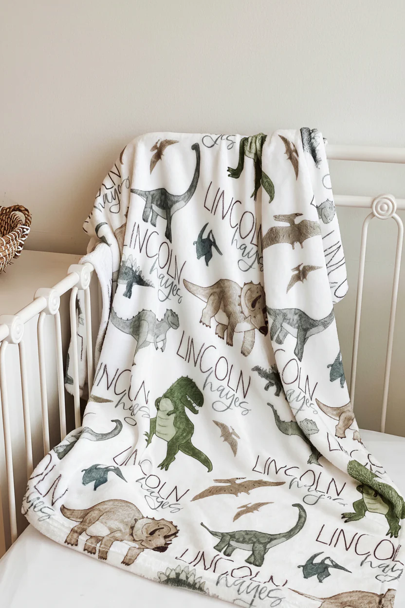 Dinosaur Friends Personalized Toddler Blanket