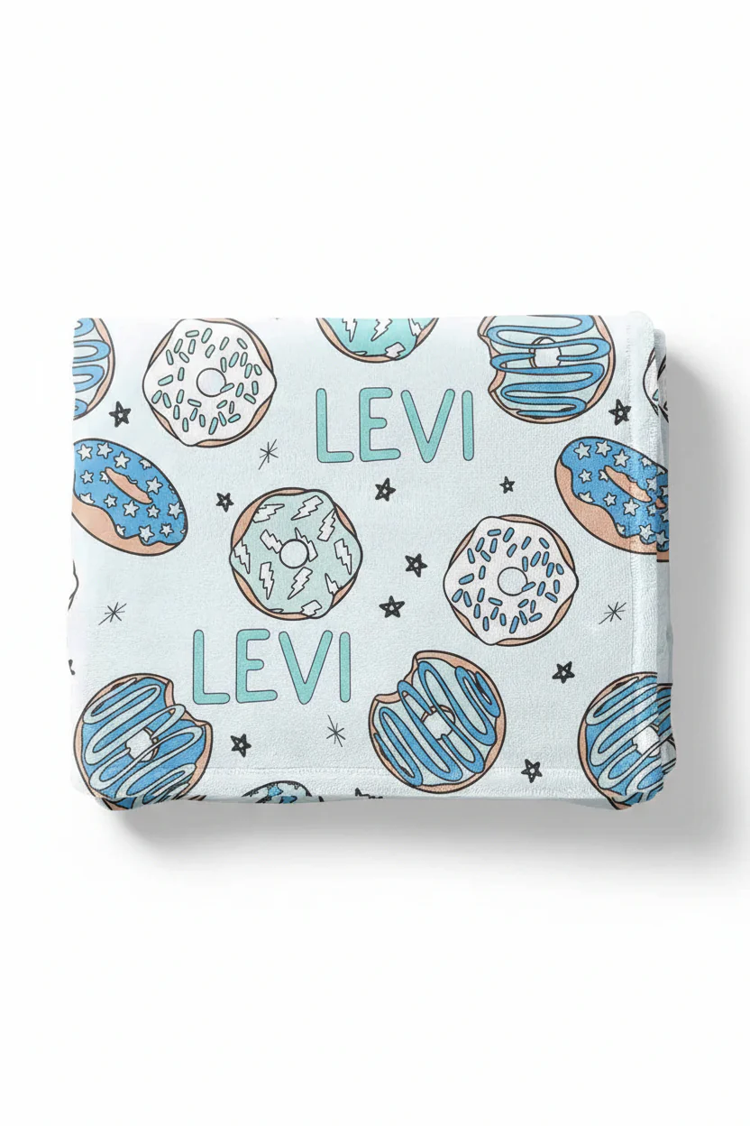 Donut Shop Personalized Kids Blanket | Blue