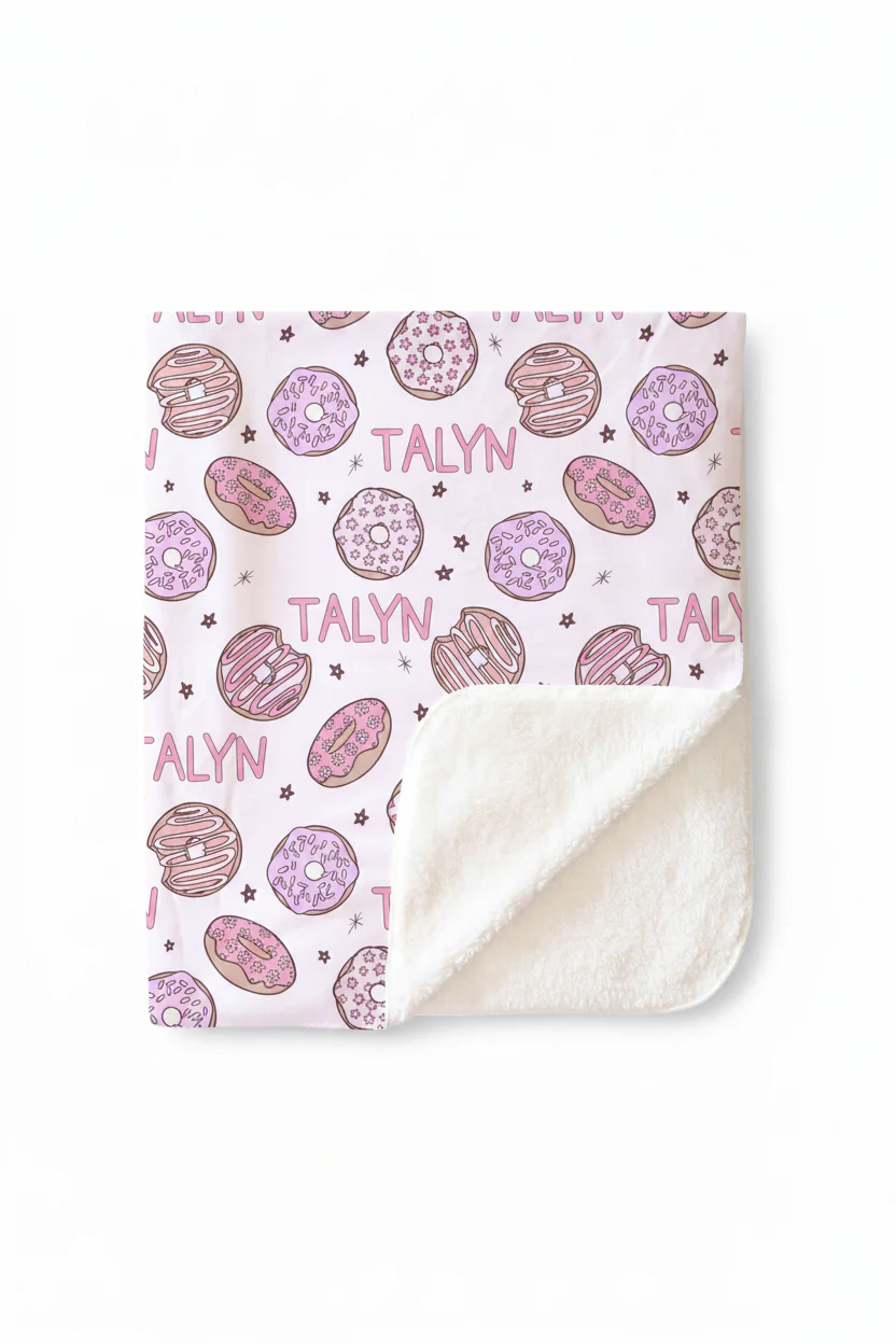 Donut Shop Personalized Kids Blanket | Pink - Image 3