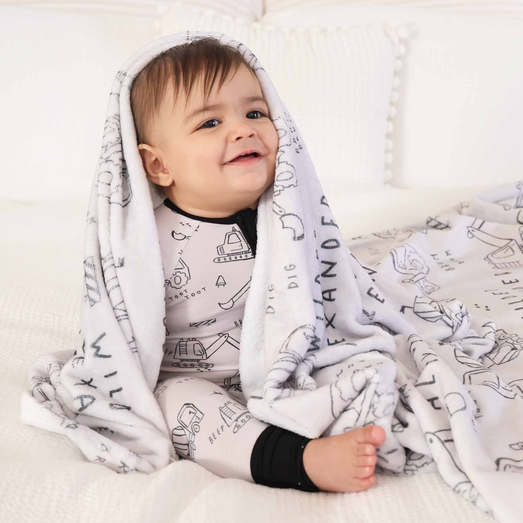 Doodle Dozers Personalized Kids Blanket - Image 2