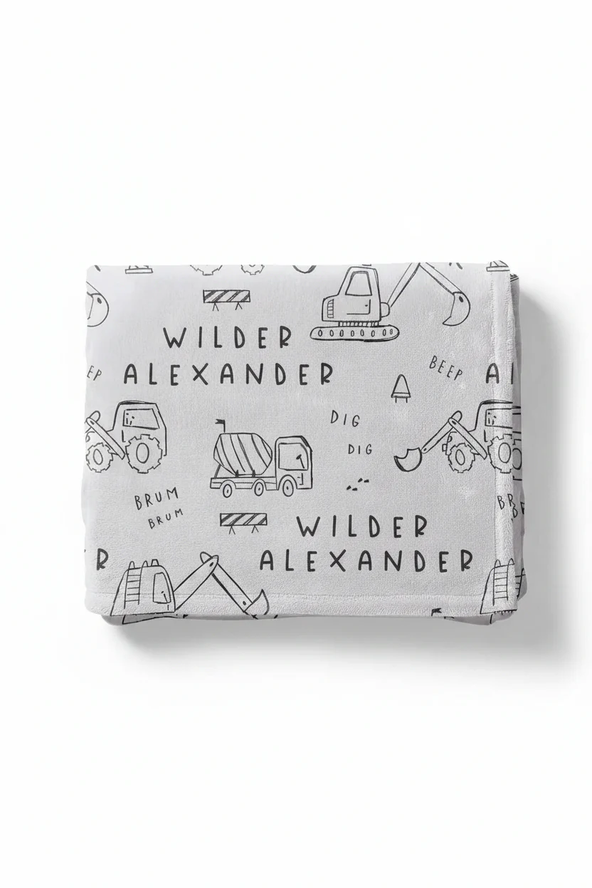 Doodle Dozers Personalized Kids Blanket - Image 7