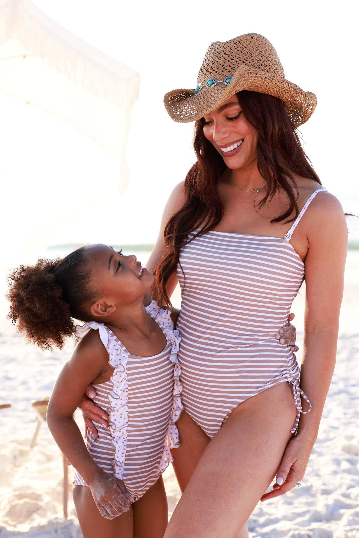 Double Ruffle Bow Back One Piece | Sandy Stripes - Image 28