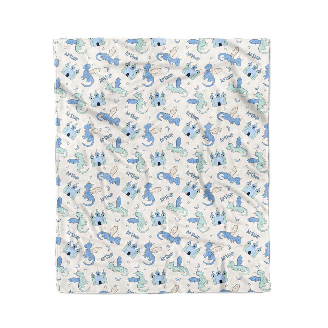 Dragon Adventure Personalized Kids Blanket | Blue - Image 5