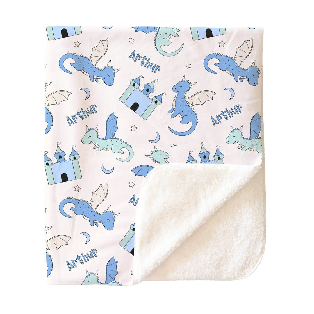 Dragon Adventure Personalized Kids Blanket | Blue - Image 6