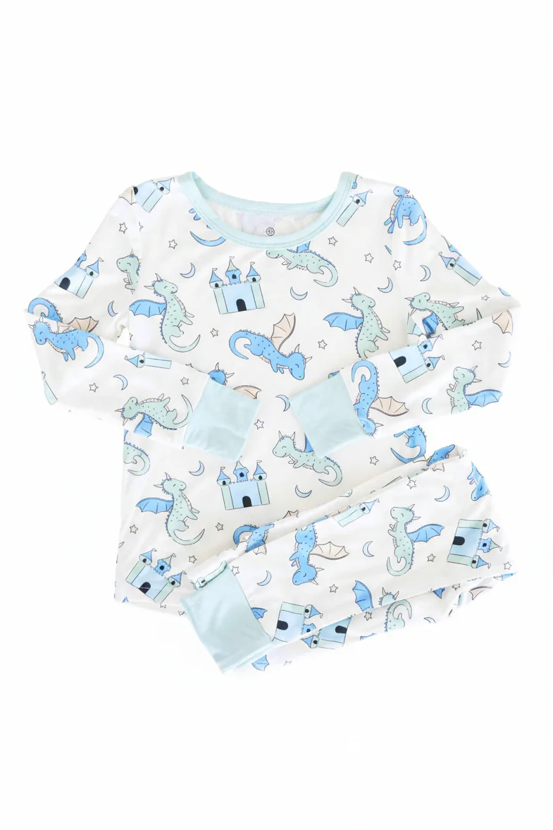 Dragon Adventure Two Piece Pajama Set | Blue - Image 2