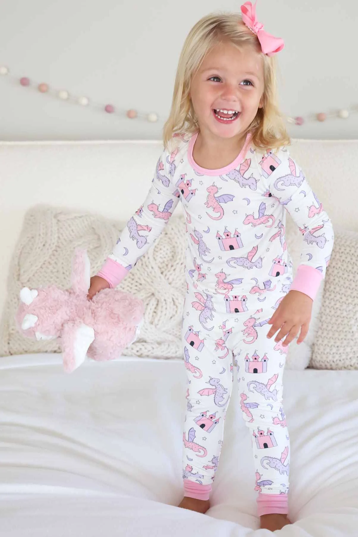 Dragon Adventure Two Piece Pajama Set | Pink - Image 4