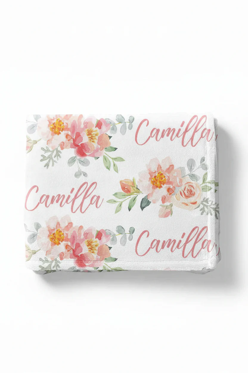 Ella's Vintage Dusty Rose Personalized Toddler Blanket