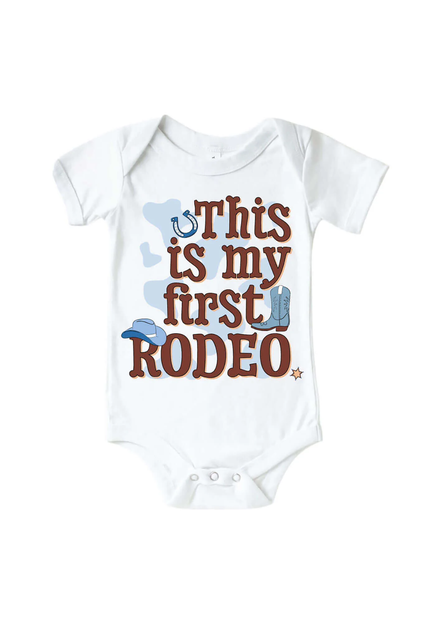 First Rodeo Blue Graphic Bodysuit & Kids Tee | White - Image 3