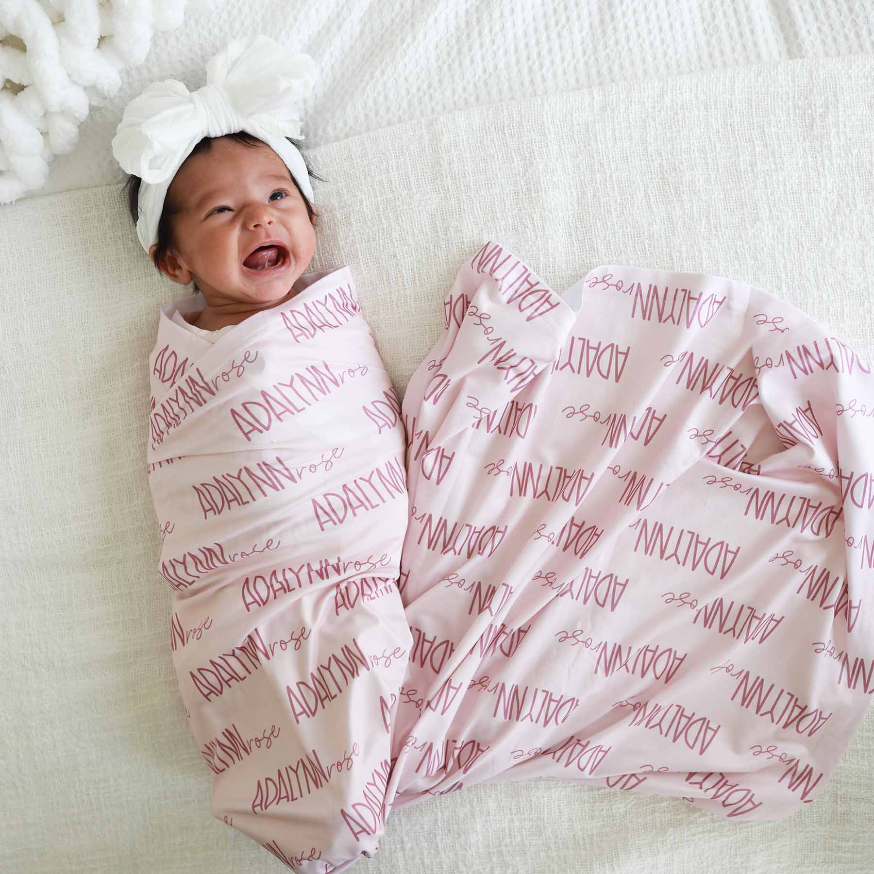 Personalized Baby Name Swaddle Blanket Font Duo | Pastel Cutie - Image 4