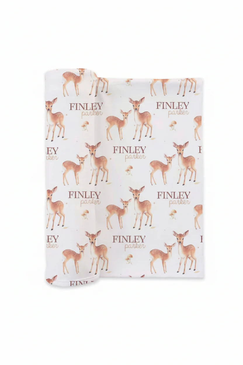 Friendly Fawns Personalized Swaddle Blanket - Image 2