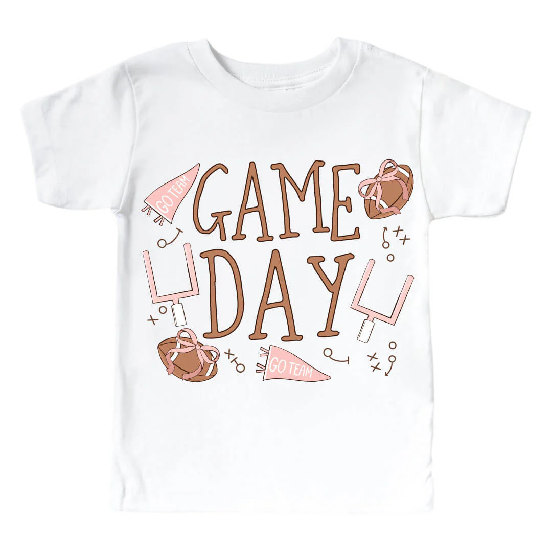 Game Day Pink Graphic Bodysuit & Kids Tee | White - Image 3