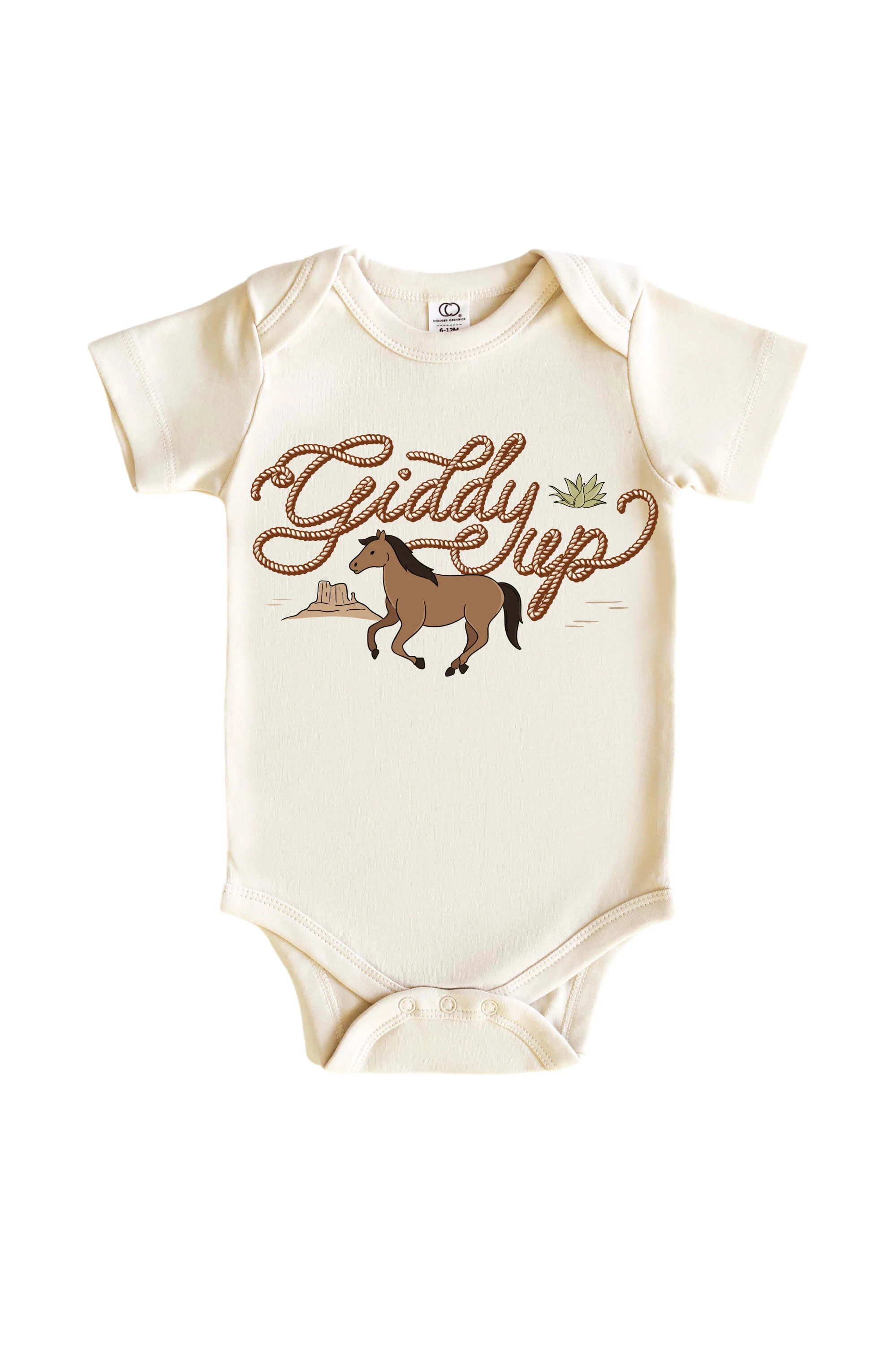 Giddy Up Neutral Graphic Bodysuit & Kids Tee | Natural - Image 2