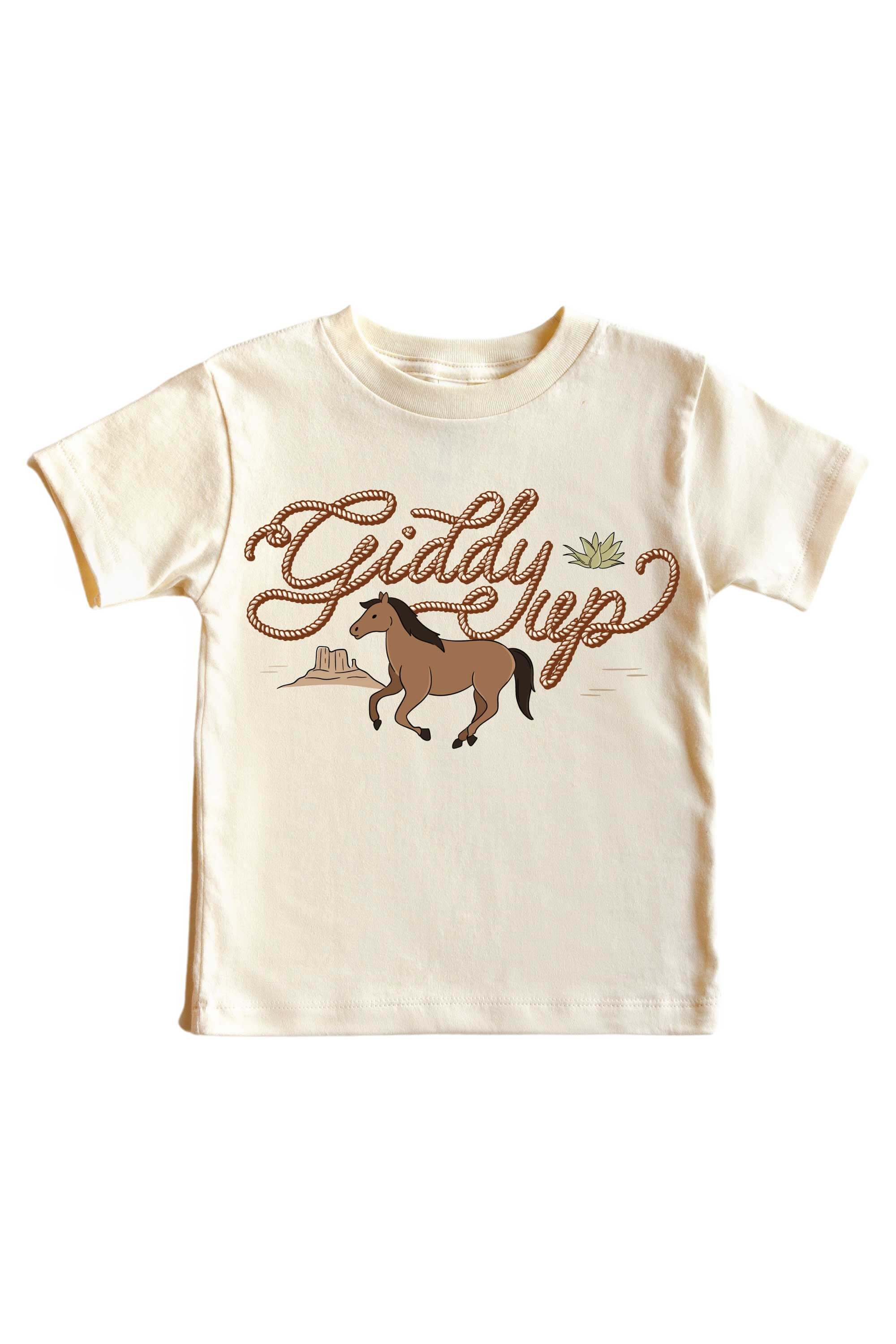 Giddy Up Neutral Graphic Bodysuit & Kids Tee | Natural - Image 3