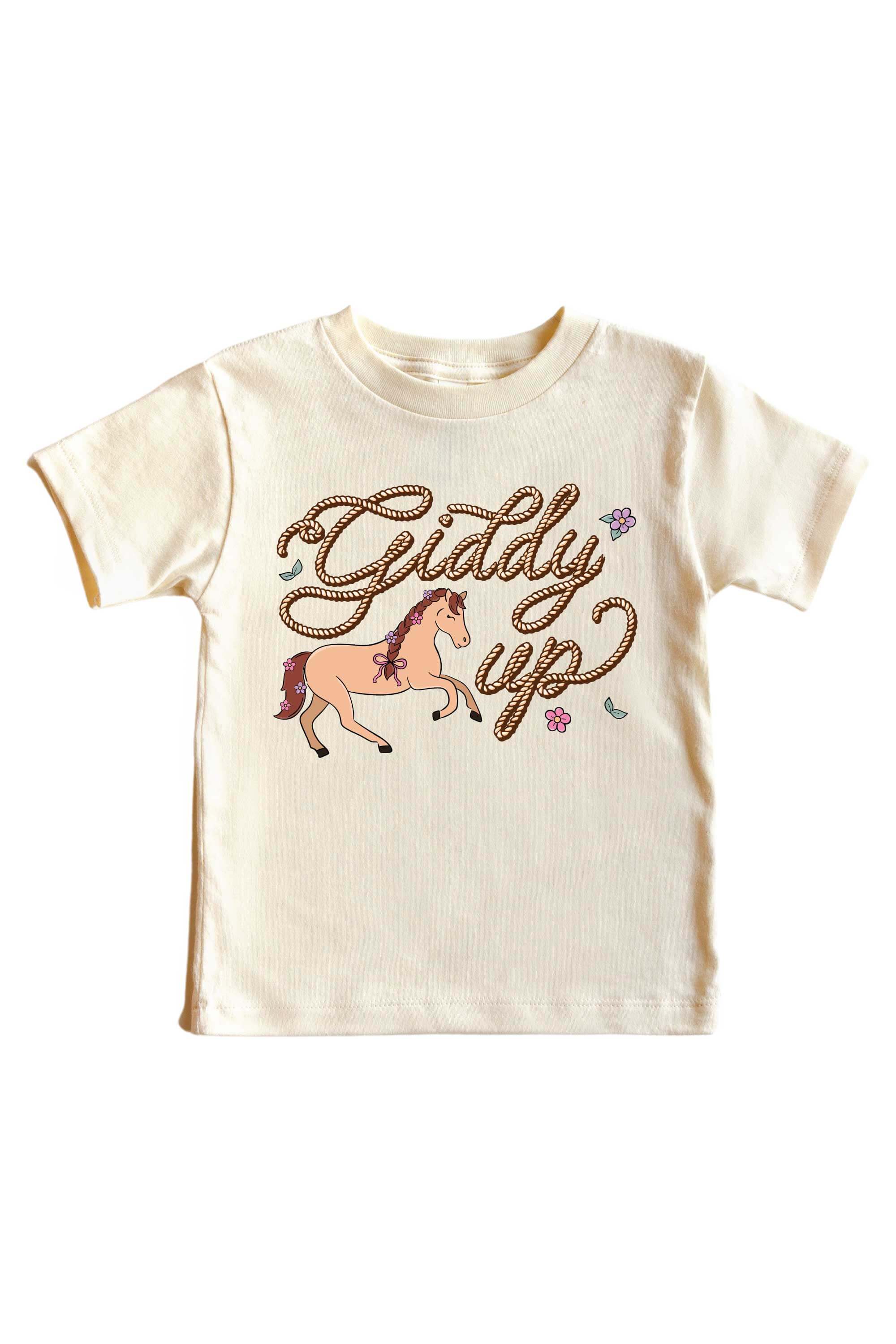 Giddy Up Pink Graphic Bodysuit & Kids Tee | Natural - Image 3