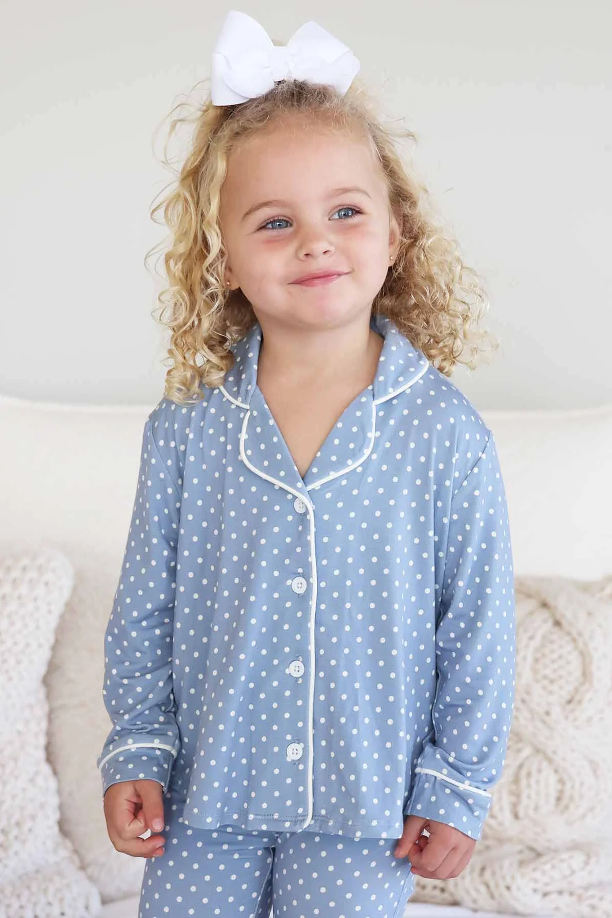 Girl's Two Piece Flare Lounge Set | Snuggle Spots Blue - Image 10