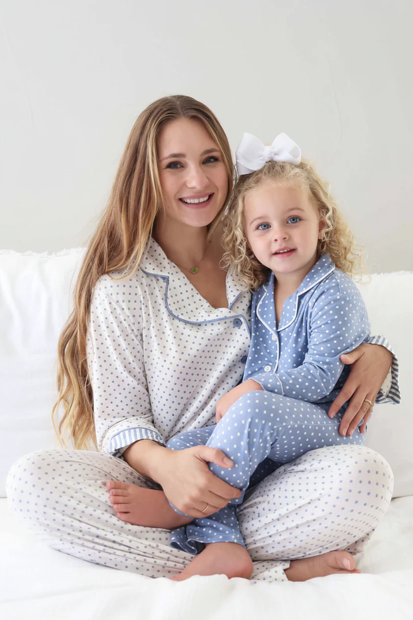 Girl's Two Piece Flare Lounge Set | Snuggle Spots Blue - Image 15