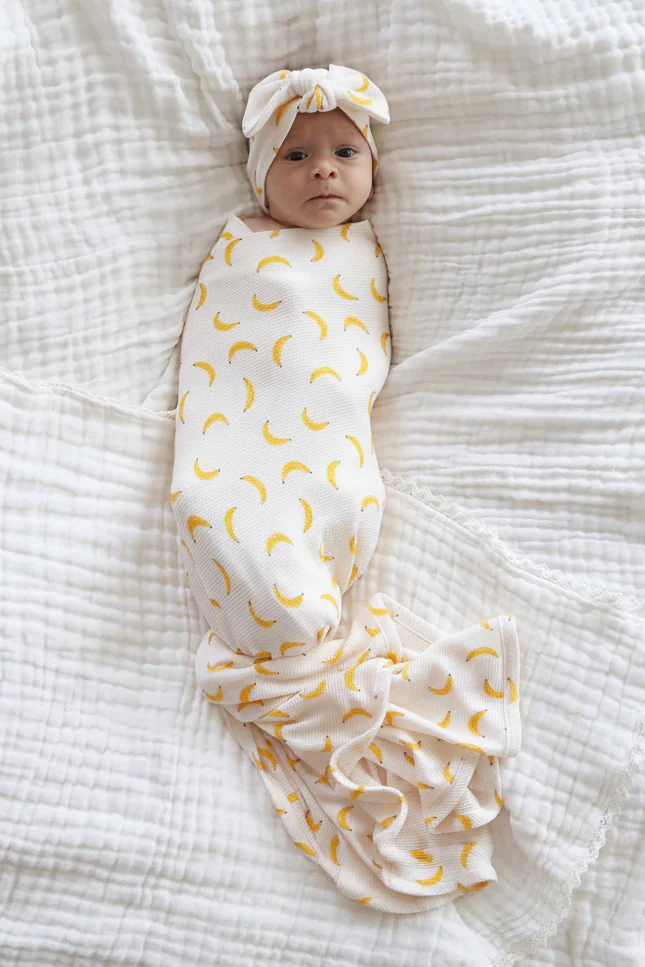 Go Bananas Bamboo Waffle Knit Large Bow Headwrap - Image 3