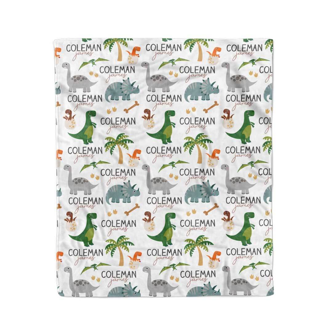 Happy Dinos Personalized Toddler Blanket | Neutral - Image 2