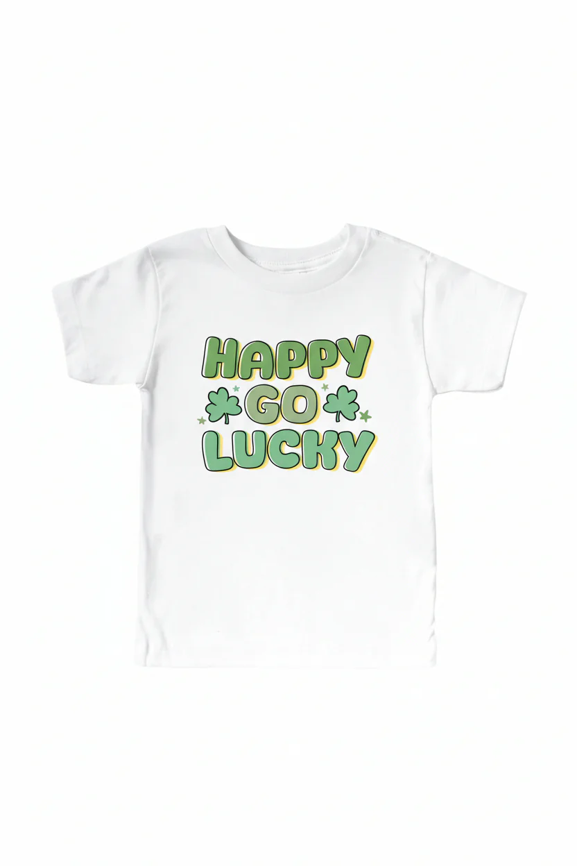 Happy Go Lucky Graphic Bodysuit & Kids Tee | White - Image 3