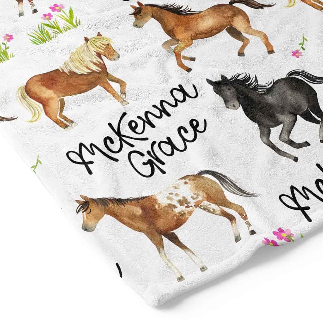 Happy Horses Personalized Toddler Blanket - Image 4